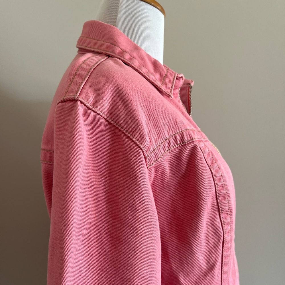 CAbi Pink Denim Zip Front Jacket Size Medium Style 254 - Picture 7 of 14